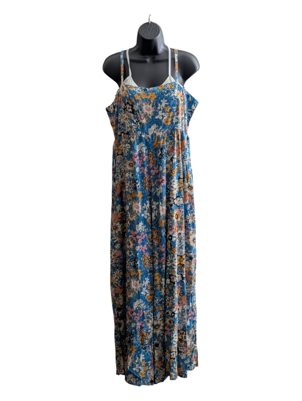 🆕 Women's SIZE L Natural Life Floral Print Wide Leg Jumpsuit With Pockets